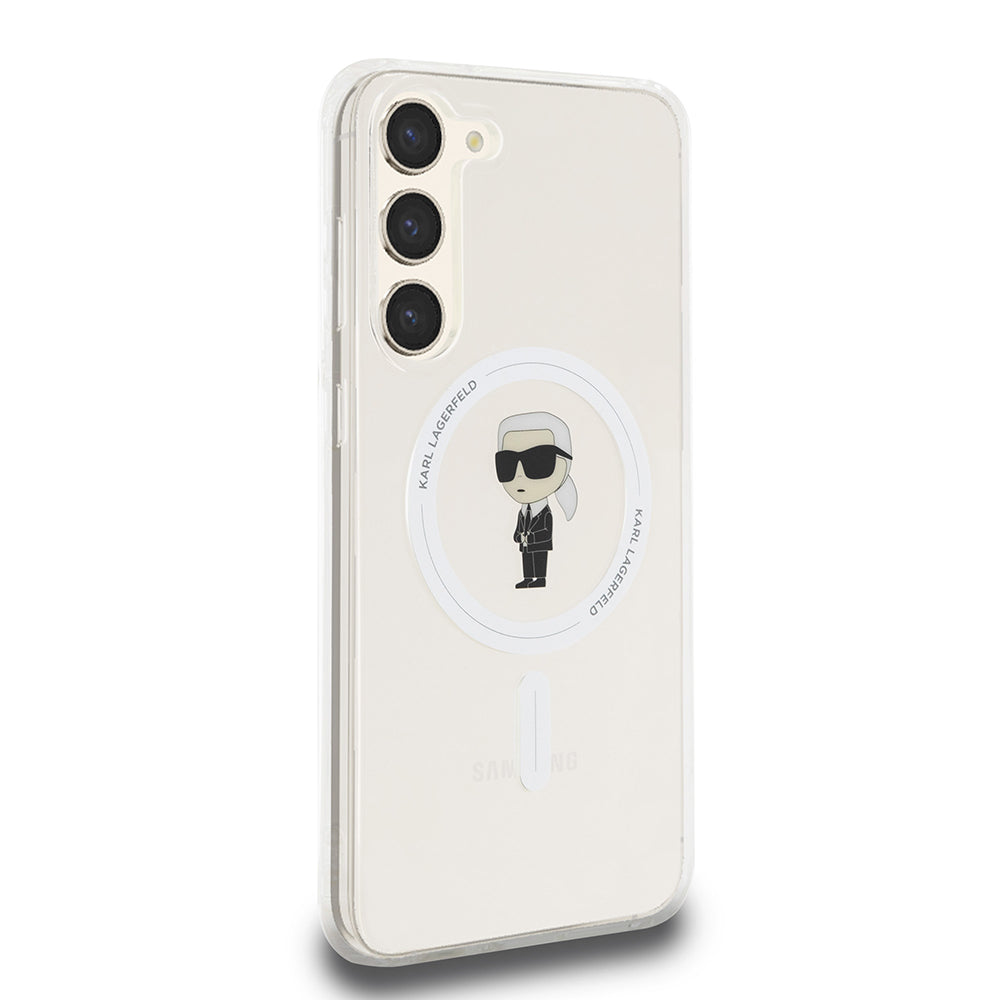 Puzdro MagSafe pre Samsung Galaxy S23+ S916, Karl Lagerfeld, IML Ikonik Karl, Priehľadné