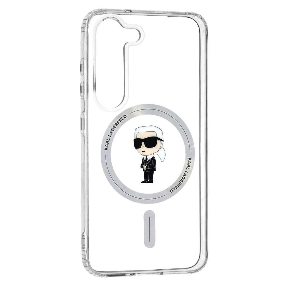 Puzdro MagSafe pre Samsung Galaxy S23 S911, Karl Lagerfeld, IML Ikonik Karl, Priehľadné