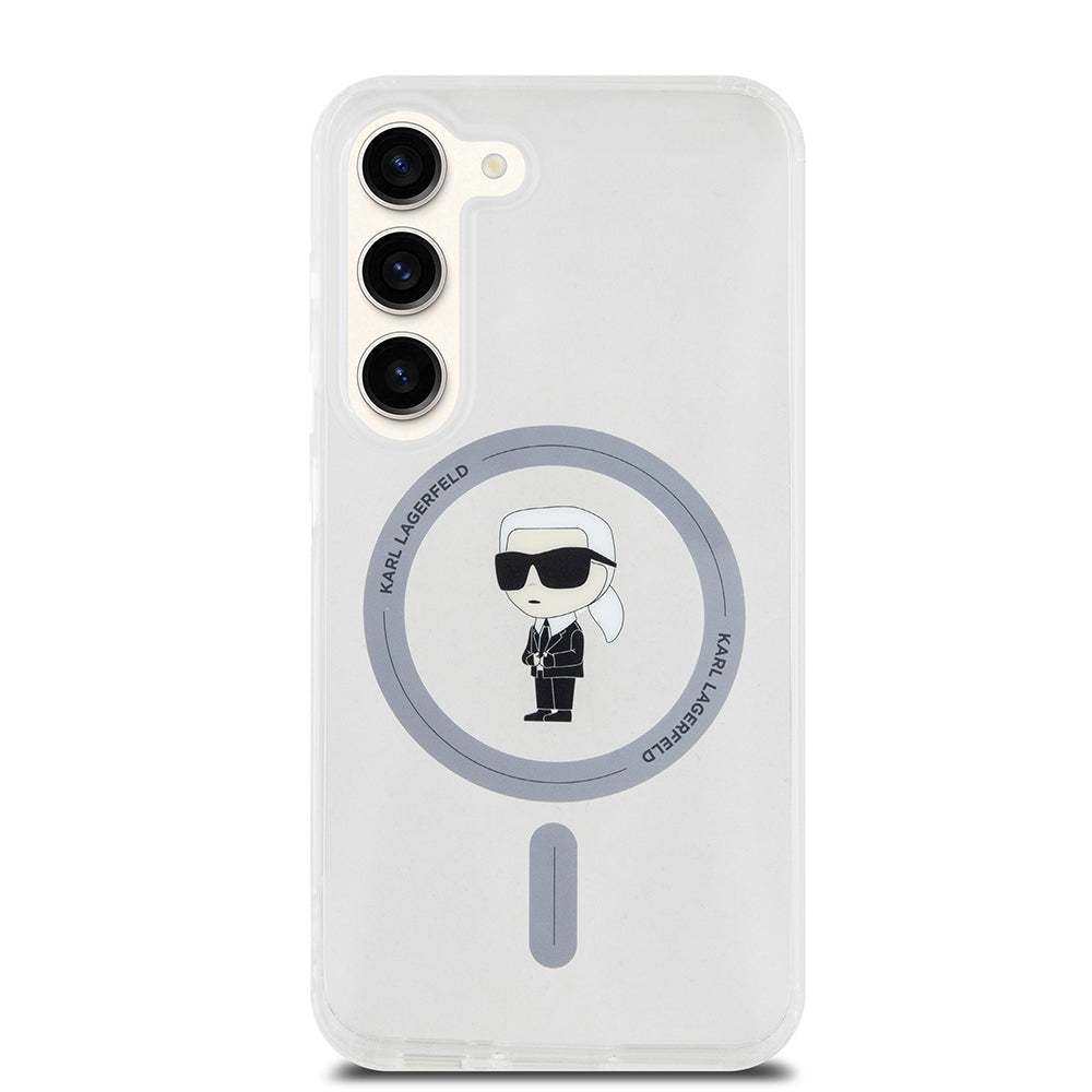Puzdro MagSafe pre Samsung Galaxy S23 S911, Karl Lagerfeld, IML Ikonik Karl, Priehľadné