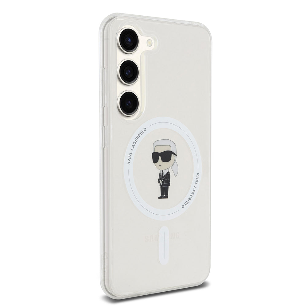Puzdro MagSafe pre Samsung Galaxy S23 S911, Karl Lagerfeld, IML Ikonik Karl, Priehľadné