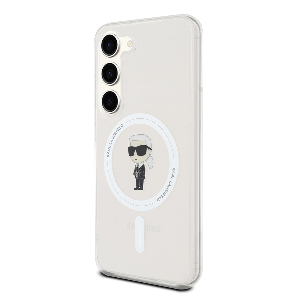 Puzdro MagSafe pre Samsung Galaxy S23 S911, Karl Lagerfeld, IML Ikonik Karl, Priehľadné