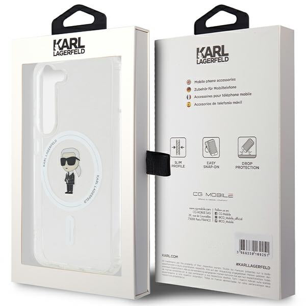 Puzdro MagSafe pre Samsung Galaxy S24 S921, Karl Lagerfeld, IML Ikonik Karl, Priehľadné