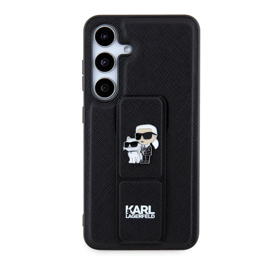 MagSafe Case for Samsung Galaxy S24 S921, Karl Lagerfeld, Saffiano Gripstand Karl & Choupette, Black