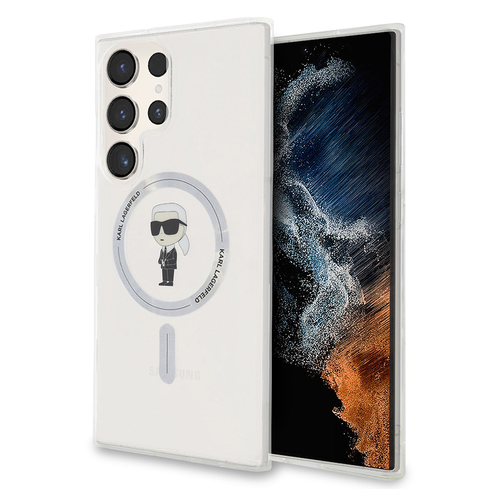Puzdro MagSafe pre Samsung Galaxy S24 Ultra S928, Karl Lagerfeld, IML Ikonik Karl, Priehľadné
