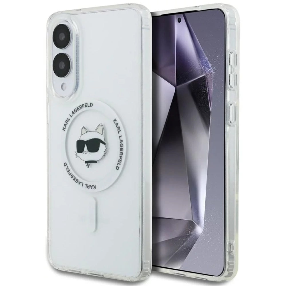 Puzdro MagSafe pre Samsung Galaxy S25 Edge S937, Karl Lagerfeld, IML Choupette's Head, Biela