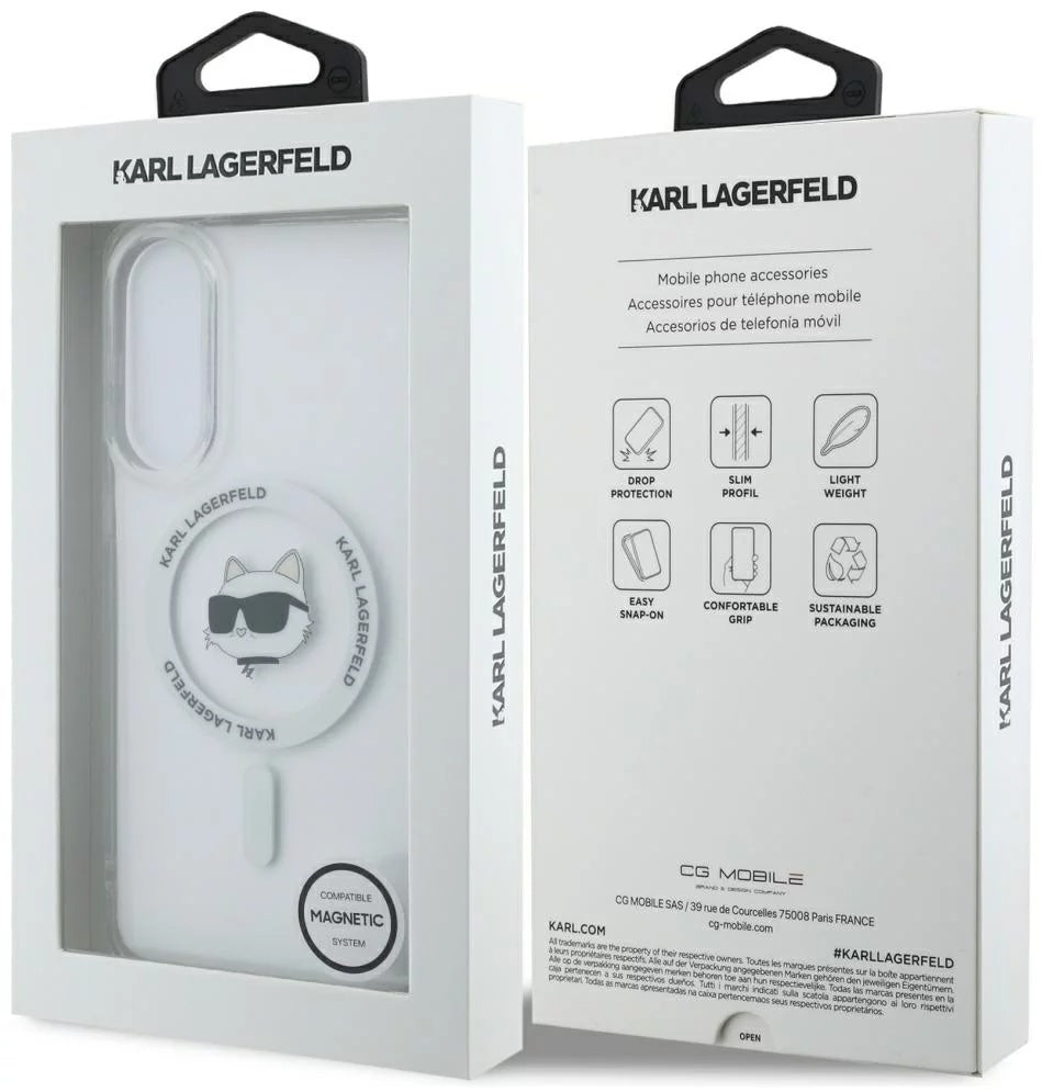 Puzdro MagSafe pre Samsung Galaxy S25 Edge S937, Karl Lagerfeld, IML Choupette's Head, Biela