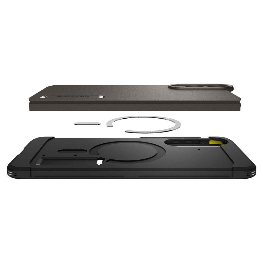 Puzdro MagSafe pre Samsung Galaxy S25 Edge S937, Spigen, Tough Armor, Sivé ACS09423