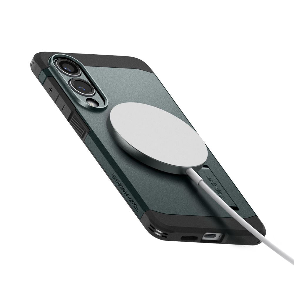 Puzdro MagSafe pre Samsung Galaxy S25 Edge S937, Spigen, Tough Armor, Zelená ACS09424