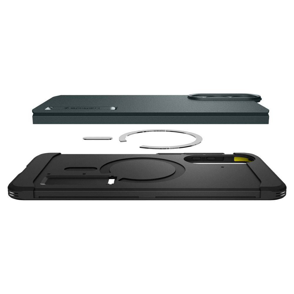 Puzdro MagSafe pre Samsung Galaxy S25 Edge S937, Spigen, Tough Armor, Zelená ACS09424