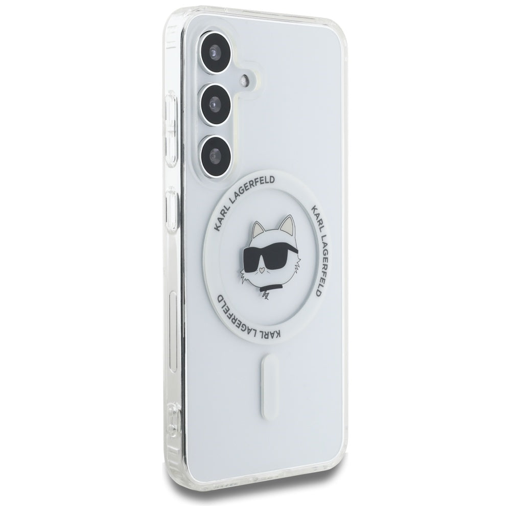 Puzdro MagSafe pre Samsung Galaxy S25+ S936, Karl Lagerfeld, IML Choupette's Head, Biela