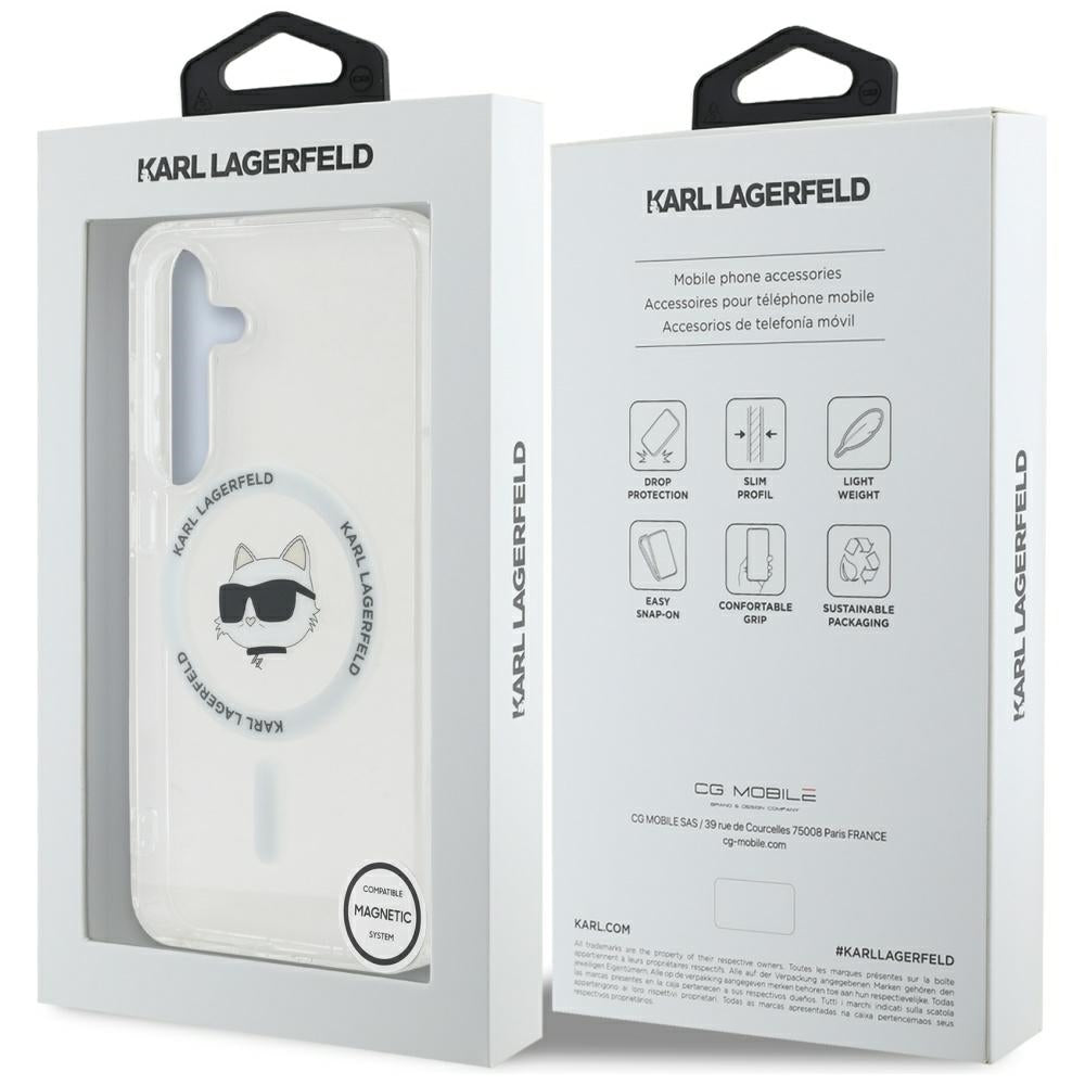 Puzdro MagSafe pre Samsung Galaxy S25+ S936, Karl Lagerfeld, IML Choupette's Head, Biela