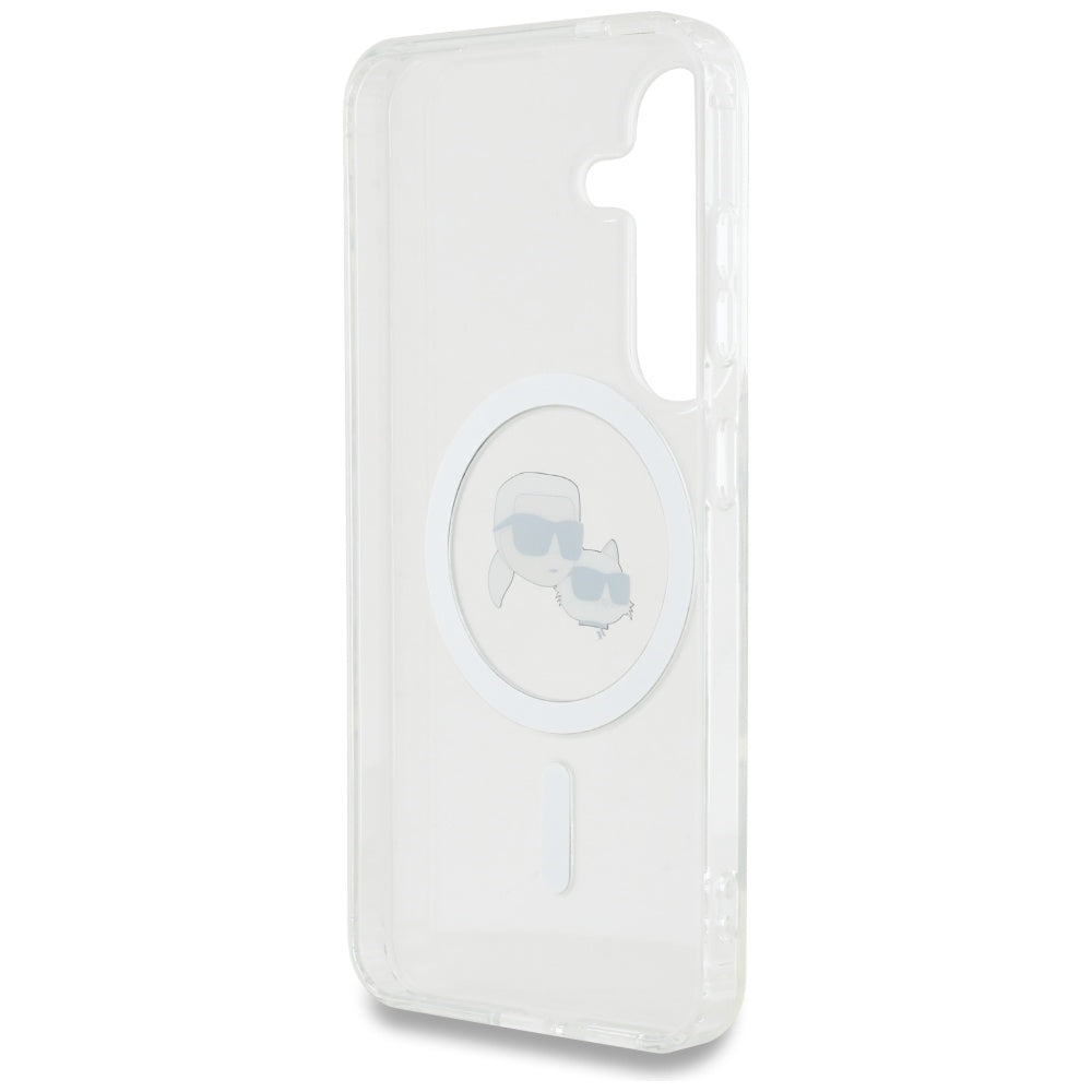 Puzdro MagSafe pre Samsung Galaxy S25+ S936, Karl Lagerfeld, IML Metal Karl & Choupette's Heads, Strieborné
