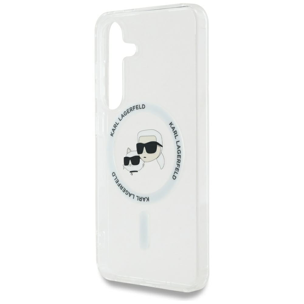 Puzdro MagSafe pre Samsung Galaxy S25+ S936, Karl Lagerfeld, IML Metal Karl & Choupette's Heads, Strieborné