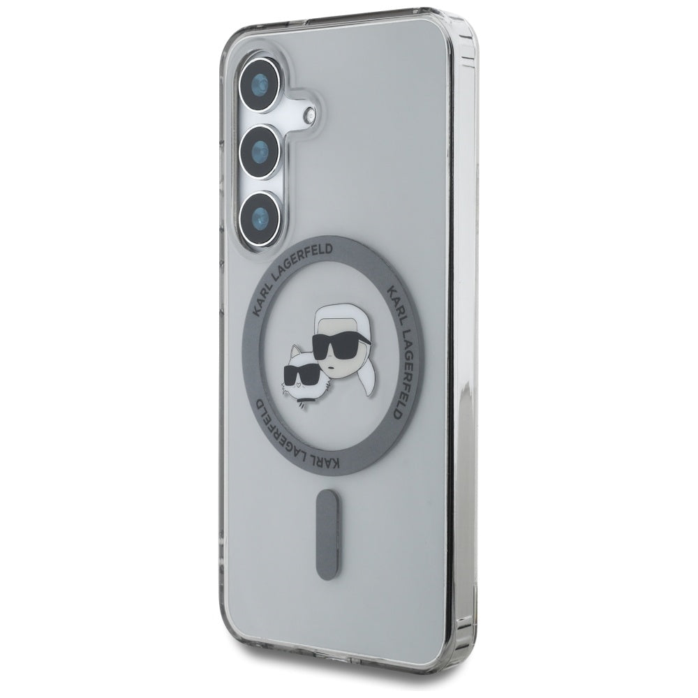 Puzdro MagSafe pre Samsung Galaxy S25+ S936, Karl Lagerfeld, IML Metal Karl & Choupette's Heads, Čierne