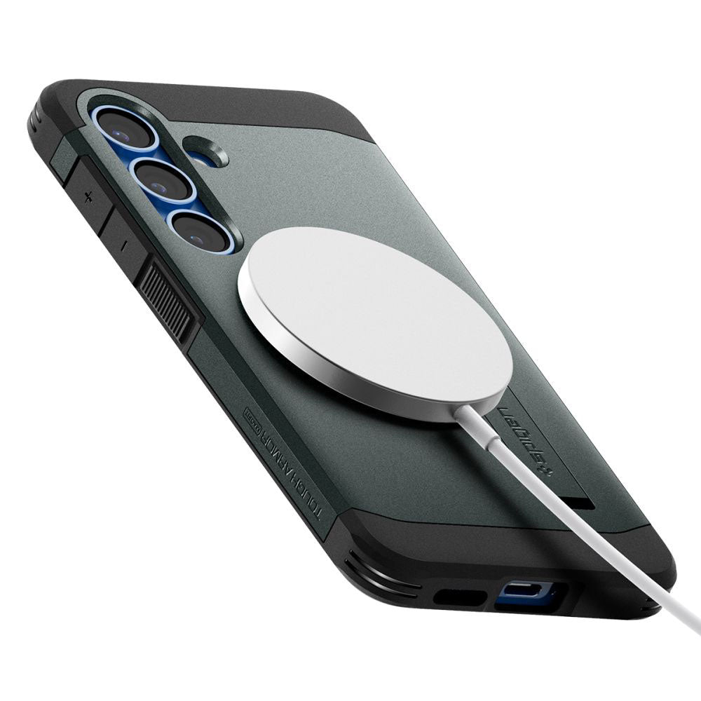 Puzdro MagSafe pre Samsung Galaxy S25+ S936, Spigen, Tough Armor, Zelená ACS08989