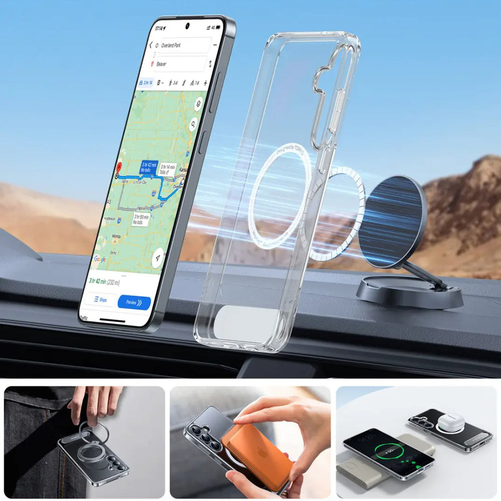 Puzdro MagSafe pre Samsung Galaxy S25+ S936, Torras, Pstand, Transparenté