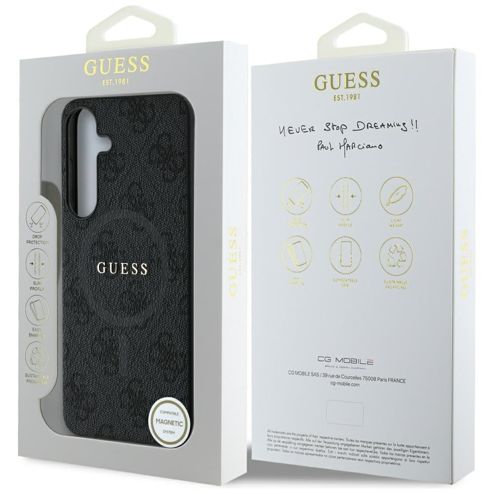 Puzdro MagSafe pre Samsung Galaxy S25 S931, Guess, 4G Ring Classic Logo, Čierne