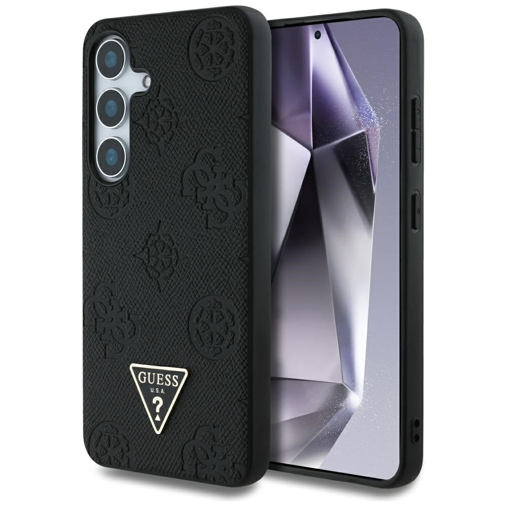 Puzdro MagSafe pre Samsung Galaxy S25 S931, Guess, Peony Grained Hot Stamp Triangle, Čierne