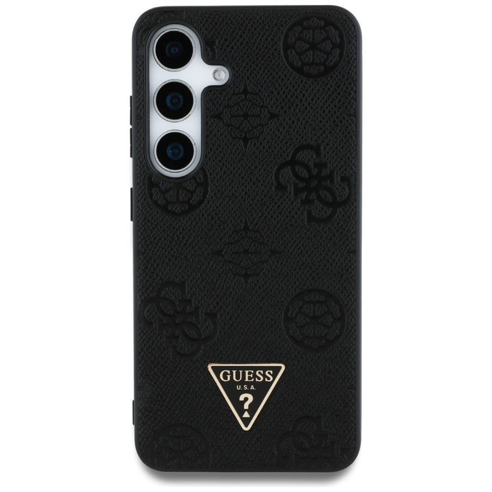 Puzdro MagSafe pre Samsung Galaxy S25 S931, Guess, Peony Grained Hot Stamp Triangle, Čierne