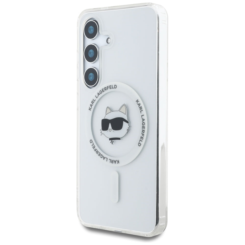 Puzdro MagSafe pre Samsung Galaxy S25 S931, Karl Lagerfeld, IML Choupette's Head, Biela