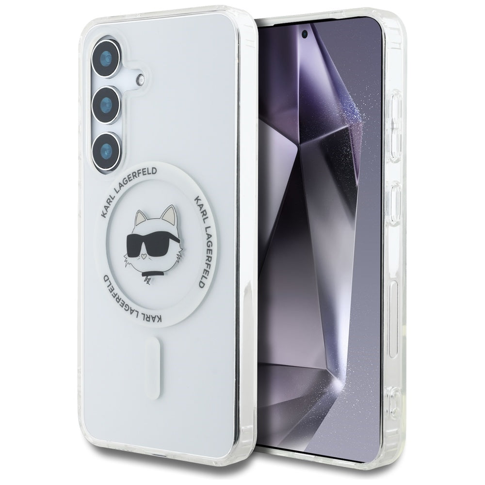 Puzdro MagSafe pre Samsung Galaxy S25 S931, Karl Lagerfeld, IML Choupette's Head, Biela