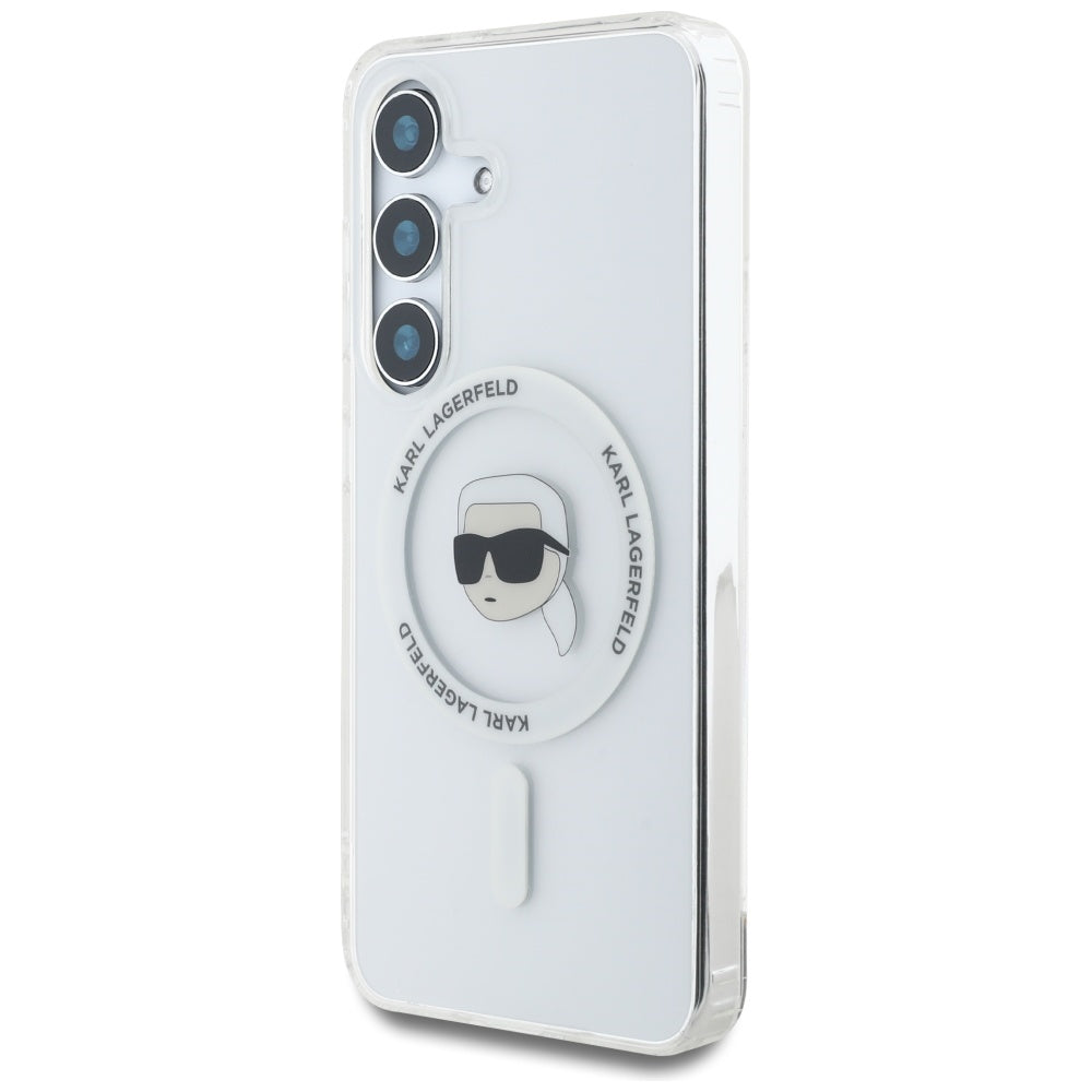 Puzdro MagSafe pre Samsung Galaxy S25 S931, Karl Lagerfeld, IML Karl's Head, Biela