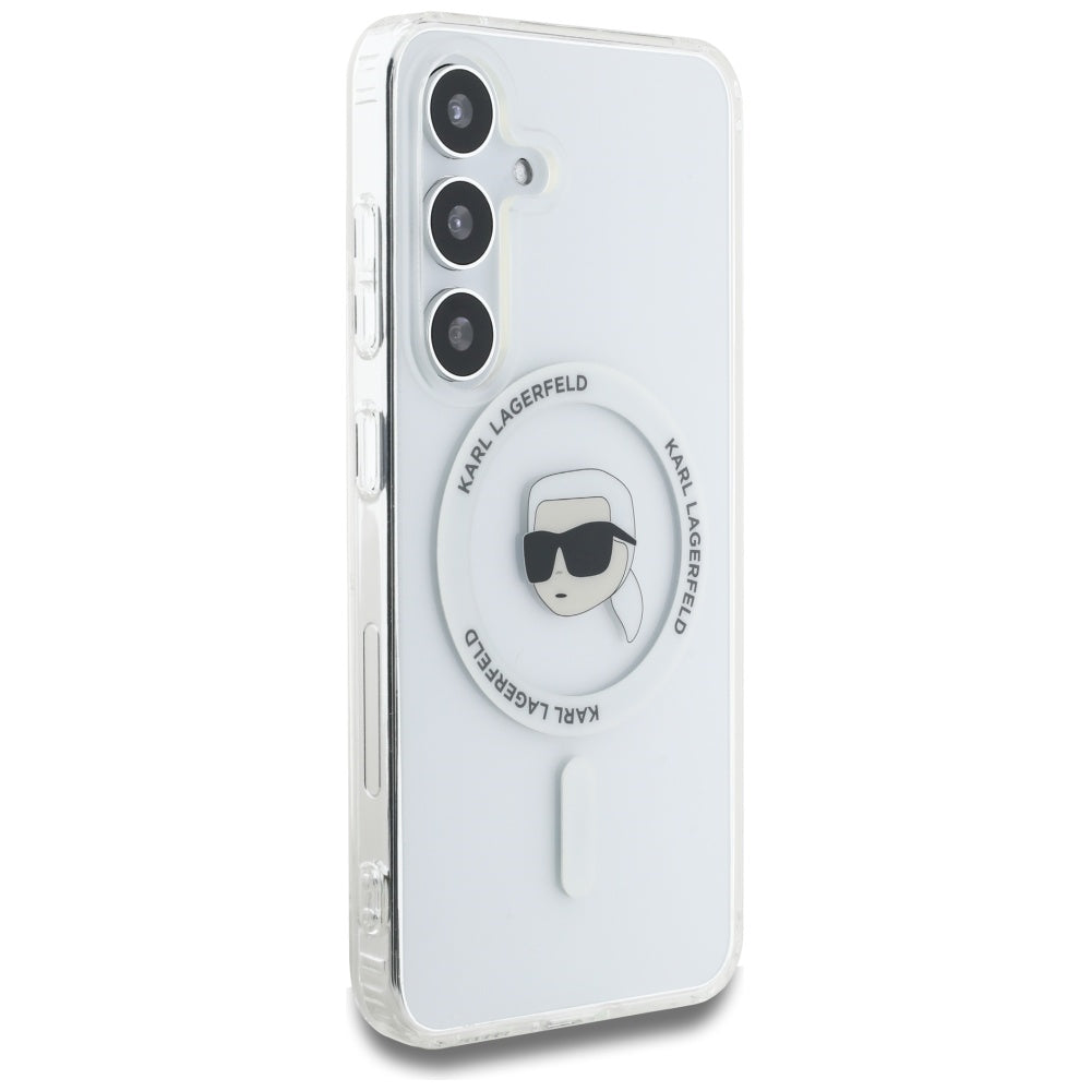 Puzdro MagSafe pre Samsung Galaxy S25 S931, Karl Lagerfeld, IML Karl's Head, Biela