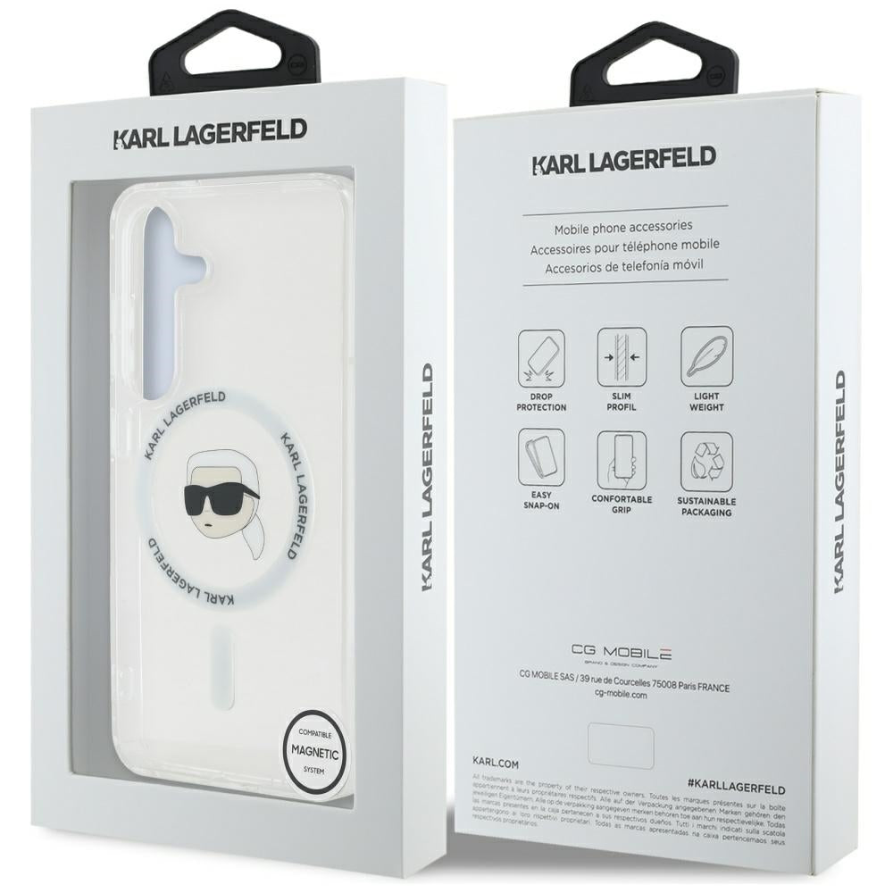 Puzdro MagSafe pre Samsung Galaxy S25 S931, Karl Lagerfeld, IML Karl's Head, Biela