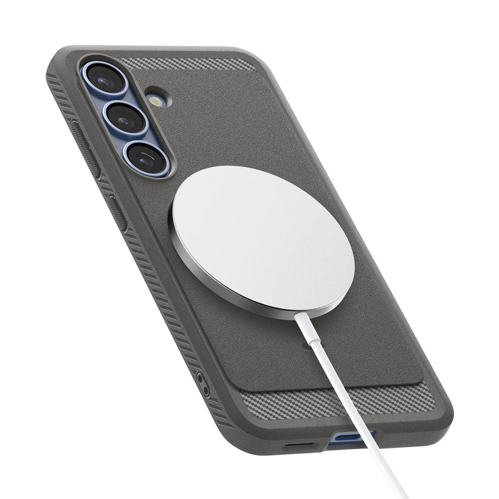 Puzdro MagSafe pre Samsung Galaxy S25 S931, Spigen, Rugged Armor, Sivé ACS08999