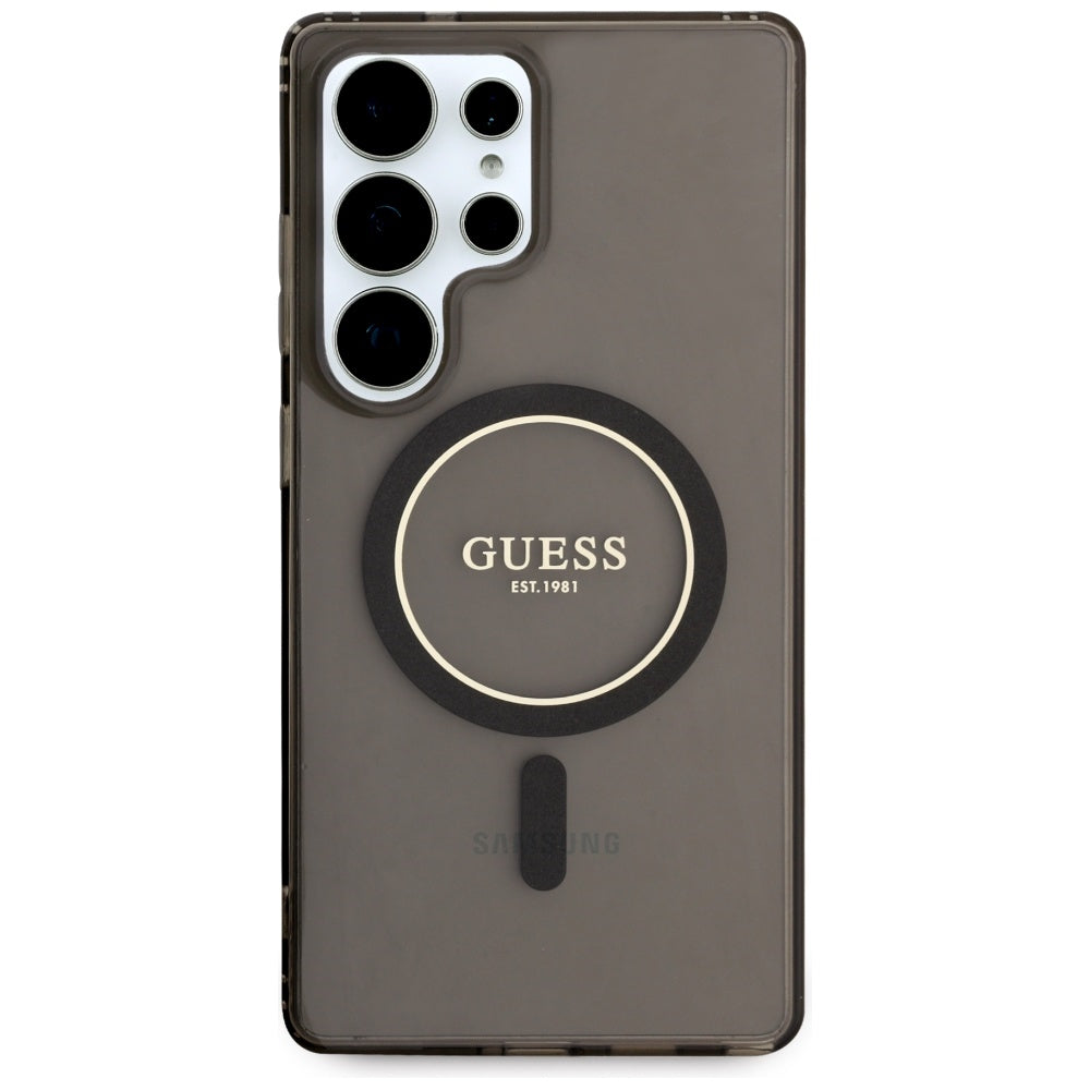 MagSafe Case for Samsung Galaxy S25 Ultra S938, Guess, IML Glitter Circle, Black