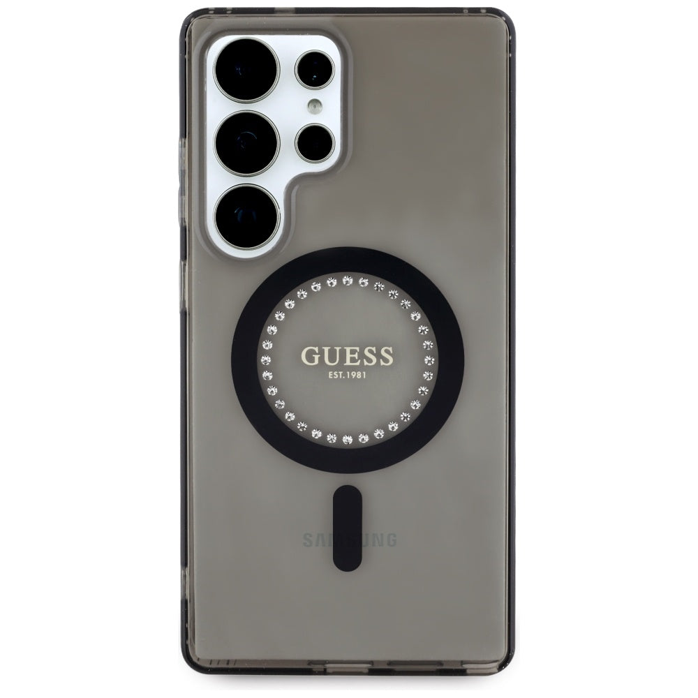 Puzdro MagSafe pre Samsung Galaxy S25 Ultra S938, Guess, IML Rhinestone, Čierne