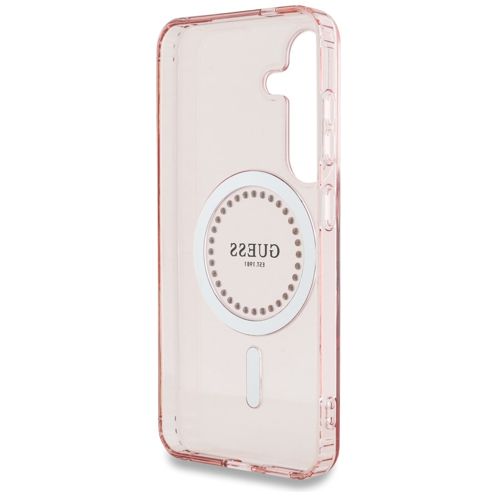 Puzdro MagSafe pre Samsung Galaxy S25 S931, Guess, IML Rhinestone, Ružové