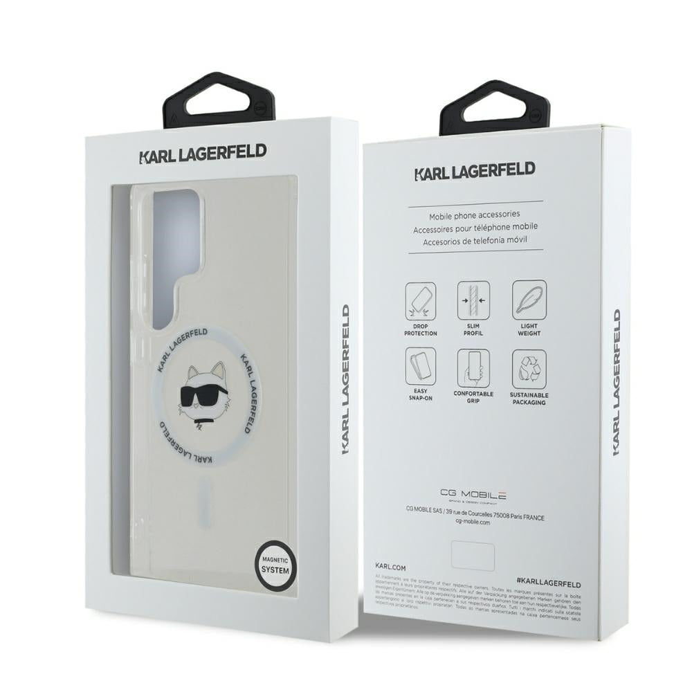 Puzdro MagSafe pre Samsung Galaxy S25 Ultra S938, Karl Lagerfeld, IML Choupette's Head, Biela