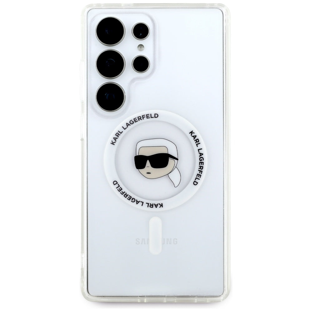Puzdro MagSafe pre Samsung Galaxy S25 Ultra S938, Karl Lagerfeld, IML Karl's Head, Biela