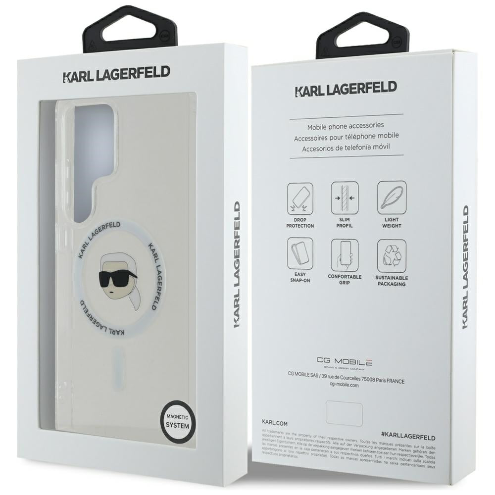 Puzdro MagSafe pre Samsung Galaxy S25 Ultra S938, Karl Lagerfeld, IML Karl's Head, Biela