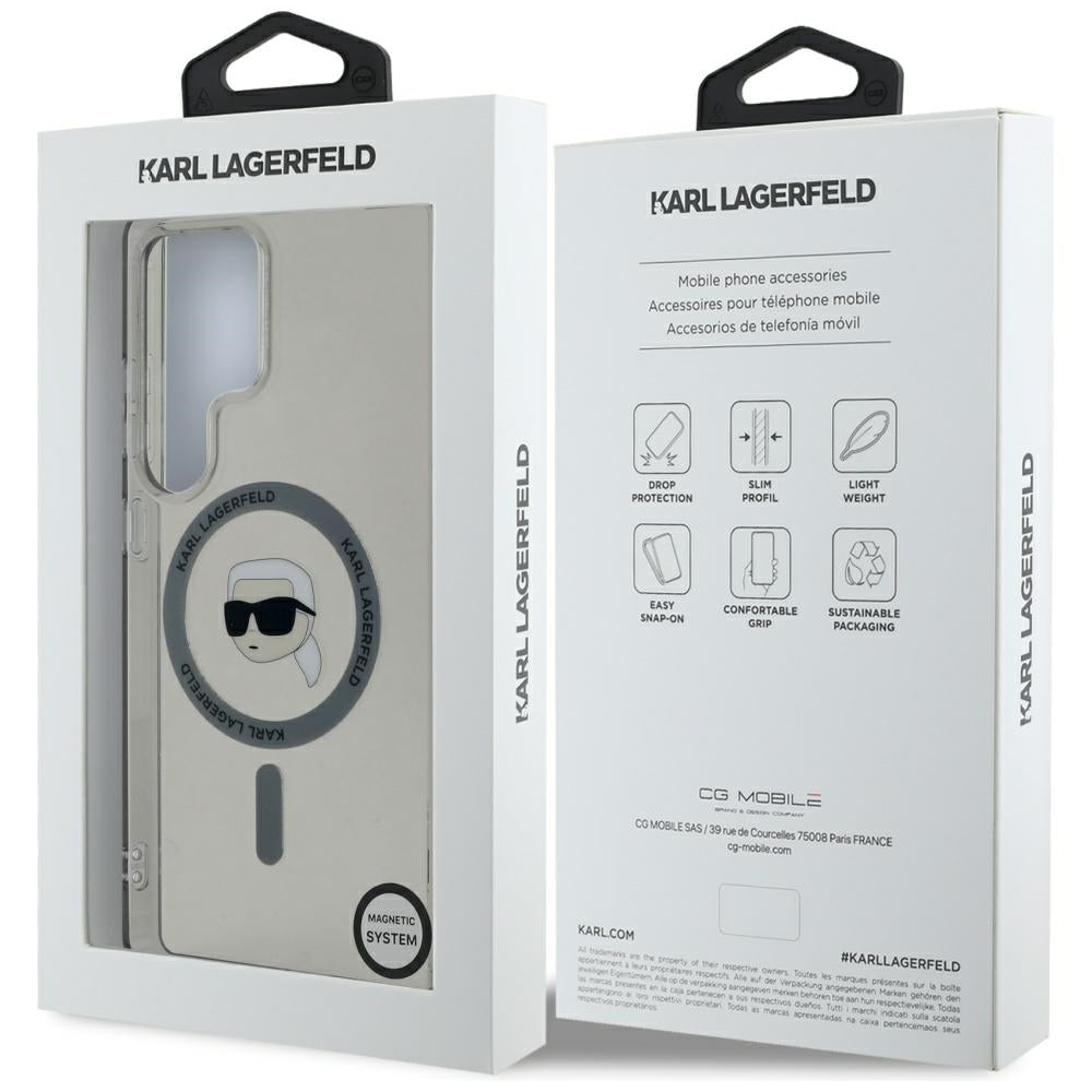 Puzdro MagSafe pre Samsung Galaxy S25 Ultra S938, Karl Lagerfeld, IML Karl's Head, Čierne
