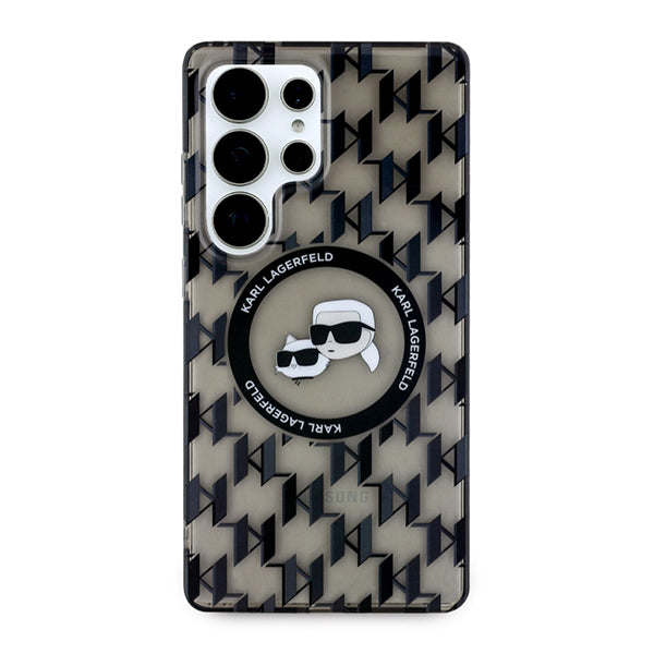 Puzdro MagSafe pre Samsung Galaxy S25 Ultra S938, Karl Lagerfeld, IML Monogram Karl & Choupette's Heads, Čierne