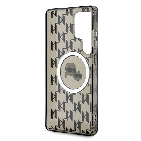 Puzdro MagSafe pre Samsung Galaxy S25 Ultra S938, Karl Lagerfeld, IML Monogram Karl & Choupette's Heads, Čierne