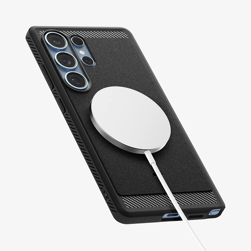 Puzdro MagSafe pre Samsung Galaxy S25 Ultra S938, Spigen, Rugged Armor, Matná Čierna ACS08951