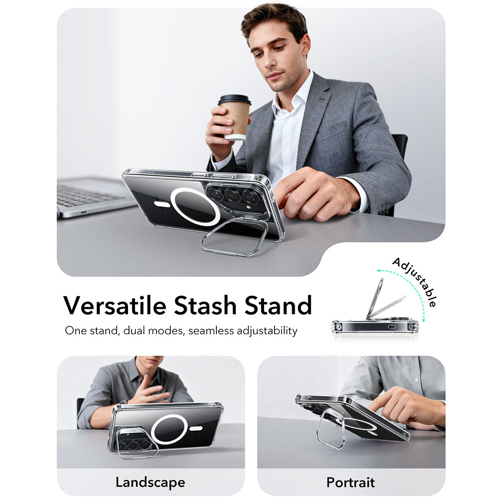 Puzdro MagSafe pre Samsung Galaxy S26 S942, ESR, Classic Hybrid Kickstand, Priehľadné