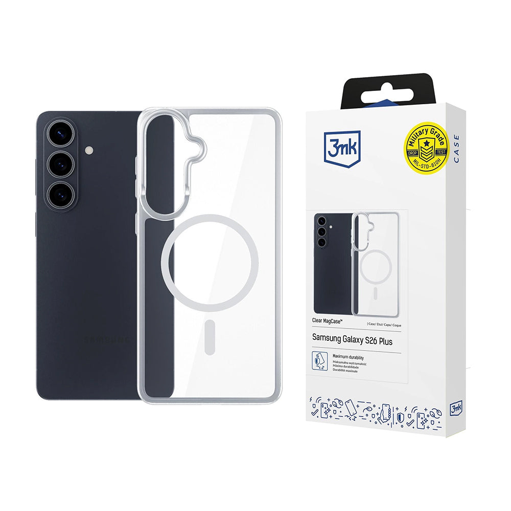 Puzdro MagSafe pre Samsung Galaxy S26 Plus S947, 3MK, Armor MagCase, Priehľadné