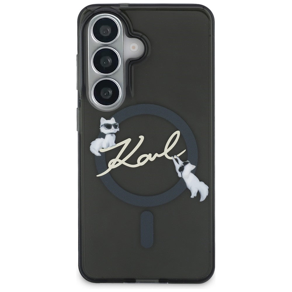 MagSafe puzdro pre Samsung Galaxy S26 Plus S947, Karl Lagerfeld, IML Choupette Karl Script Logo, Čierna