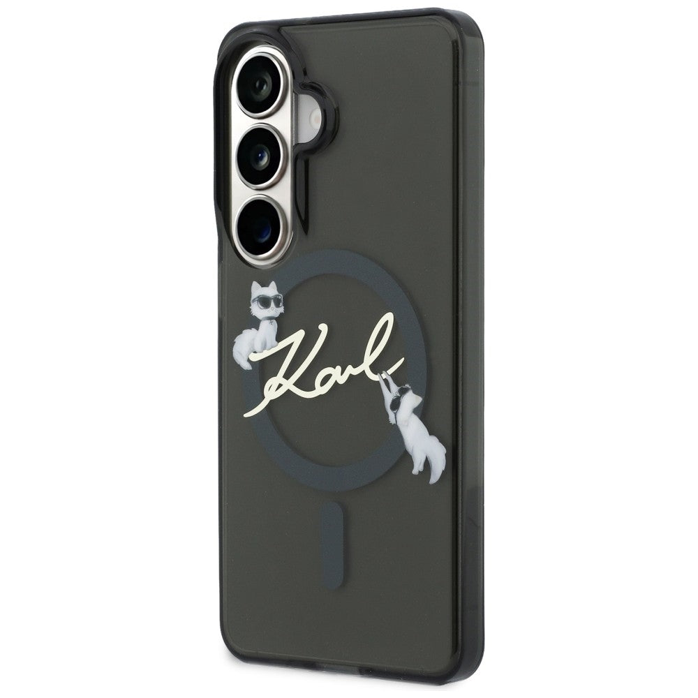 MagSafe puzdro pre Samsung Galaxy S26 Plus S947, Karl Lagerfeld, IML Choupette Karl Script Logo, Čierna