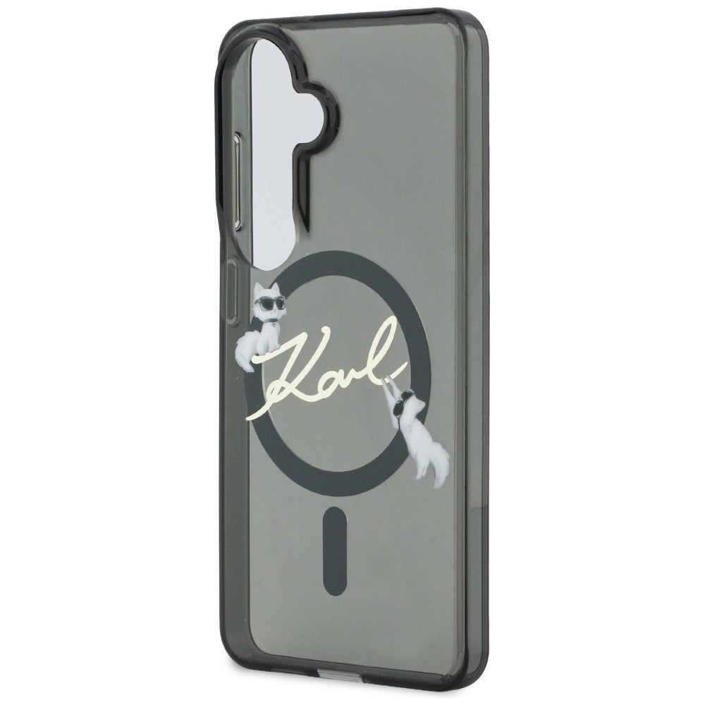 MagSafe puzdro pre Samsung Galaxy S26 Plus S947, Karl Lagerfeld, IML Choupette Karl Script Logo, Čierna