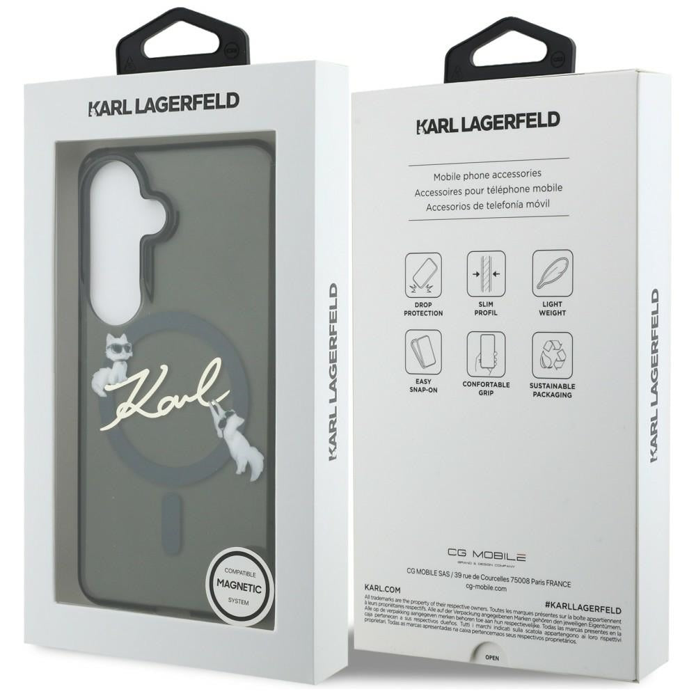MagSafe puzdro pre Samsung Galaxy S26 Plus S947, Karl Lagerfeld, IML Choupette Karl Script Logo, Čierna