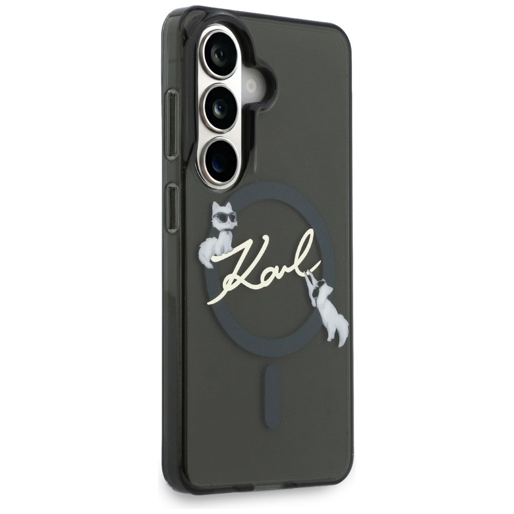 MagSafe puzdro pre Samsung Galaxy S26 Plus S947, Karl Lagerfeld, IML Choupette Karl Script Logo, Čierna