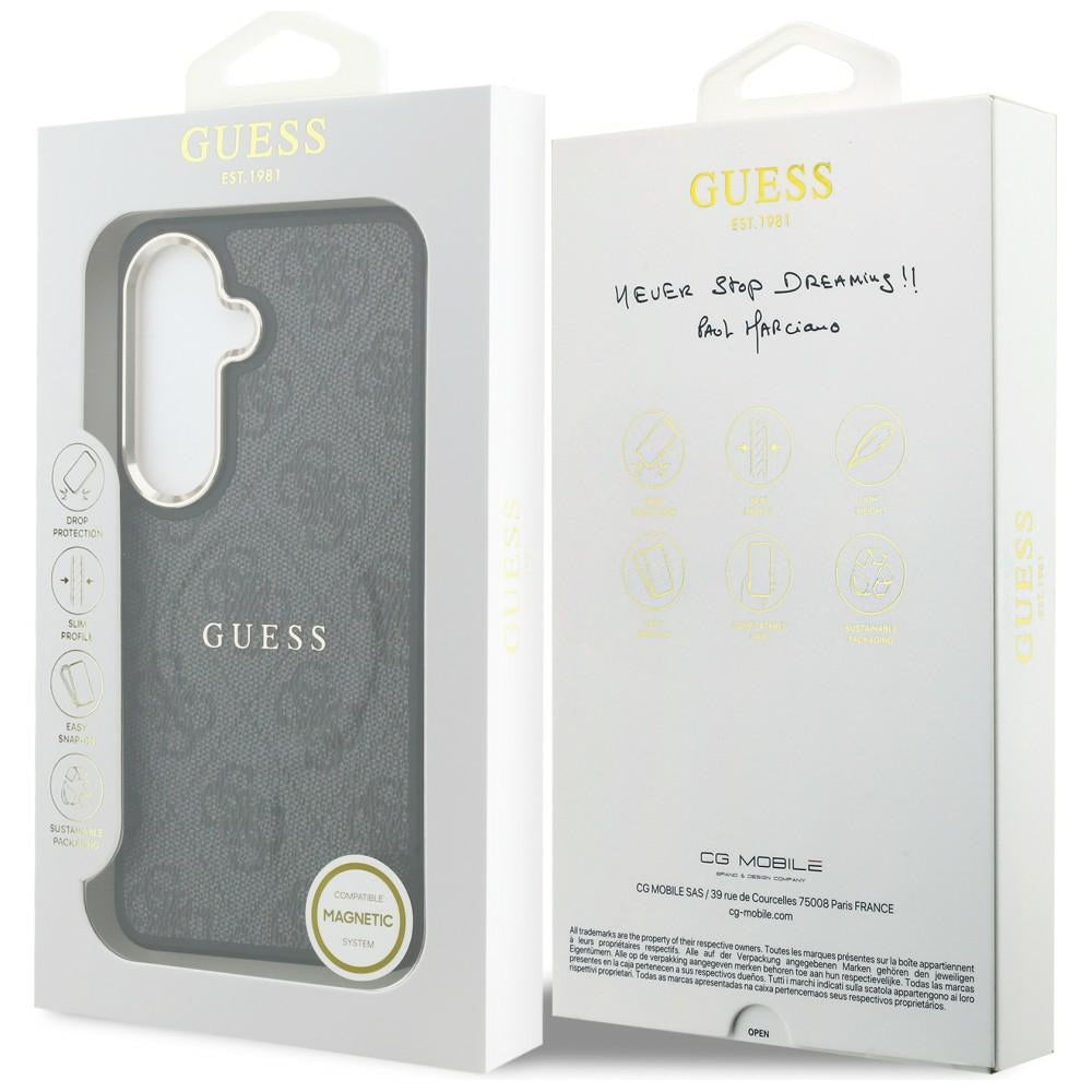 Puzdro MagSafe pre Samsung Galaxy S26 S942, Guess, 4G Embossed Ring, Čierne