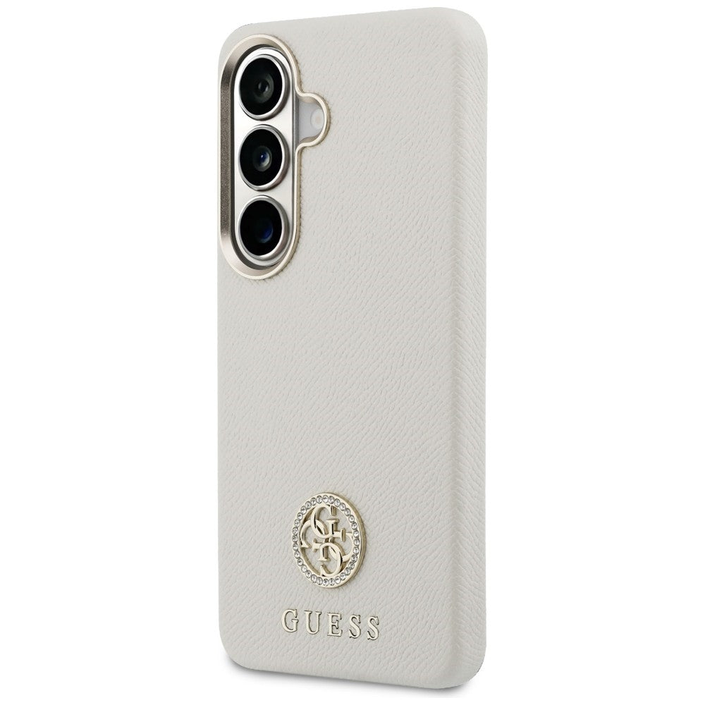 Puzdro MagSafe pre Samsung Galaxy S26 S942, Guess, Rhinestone Round Logo, Béžová