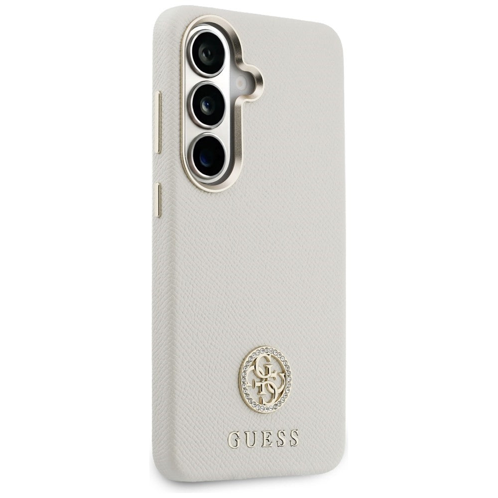 Puzdro MagSafe pre Samsung Galaxy S26 S942, Guess, Rhinestone Round Logo, Béžová
