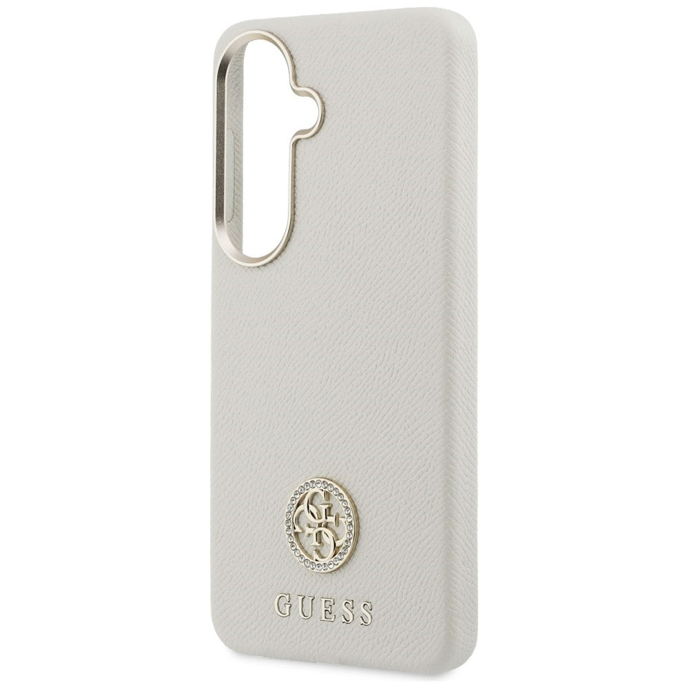 Puzdro MagSafe pre Samsung Galaxy S26 S942, Guess, Rhinestone Round Logo, Béžová